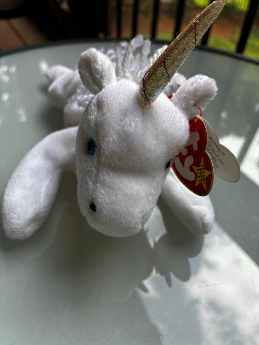 Ty Beanie Baby Mystic White Unicorn Blue Eyes MWMT 1999 Plush Toy
